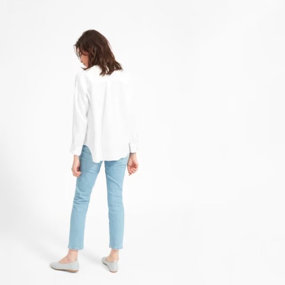 Everlane - The Linen Oversized Collarless Shirt - White - Size 2 - Picture 4 of 5